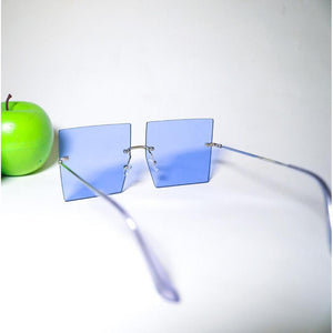 Sky Blue Rimless Colored Sunglasses | Linda Clay