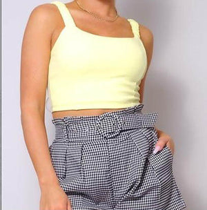 SLEEVELESS RUCHED STRAP CROP TOP