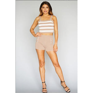 TAUPE SHADOW STRIPE CROP TOP 2PC KNIT SET!