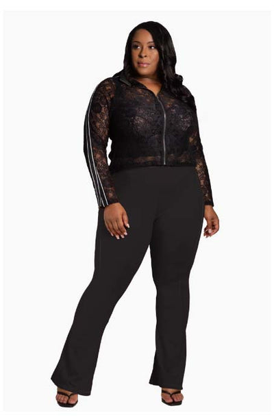Poetic Justice Women's Thick-N-Curvy Plus Size High Rise Fitted Flare Pant