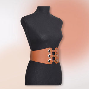 Women's Vintage High-Grade leather Elastic Waist Band Corset Belt