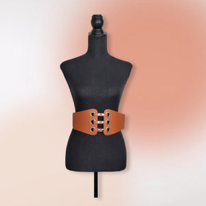 Women's Vintage High-Grade leather Elastic Waist Band Corset Belt