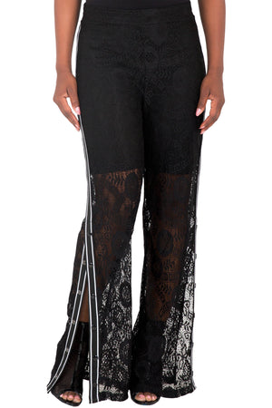 Women's  Button Black Palazzo Pants | Linda Clay