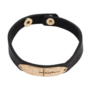 "FAITH" BLING LEATHER STRAP BRACELET